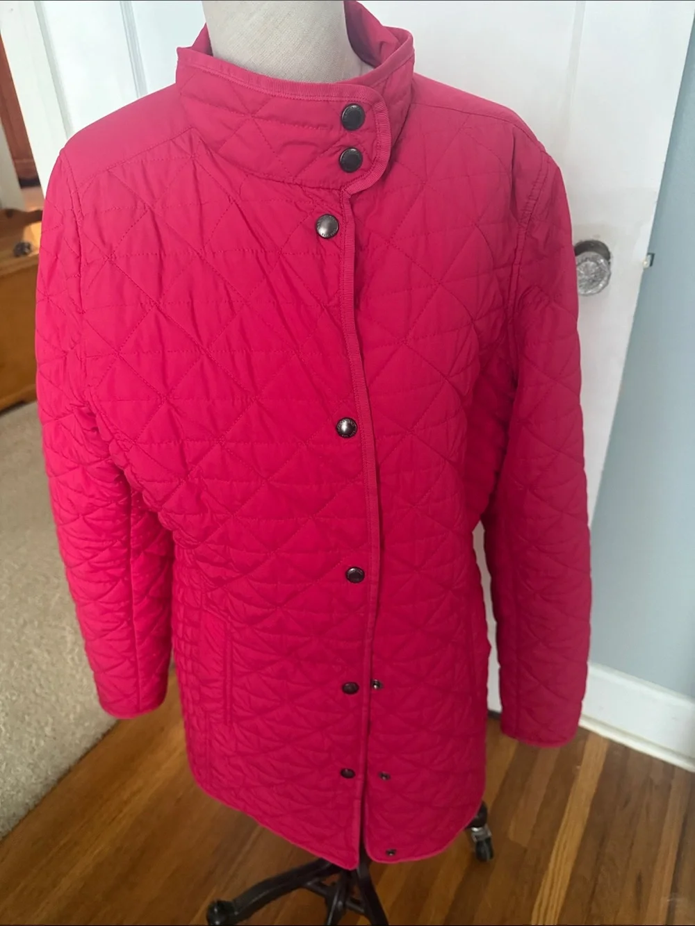 Lands End Women’s Quilted Snap-Front Jacket - Pink